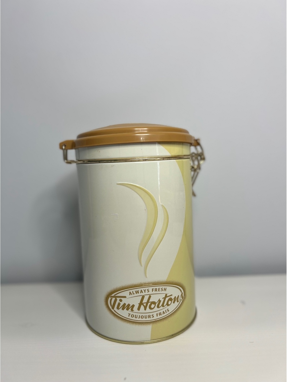 Limited Edition Tim Hortons Coffee Canister Metal Storage Tin Clamp Lid #006 - Picture 2 of 8